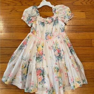 Floral Kids Dress - White and Pink